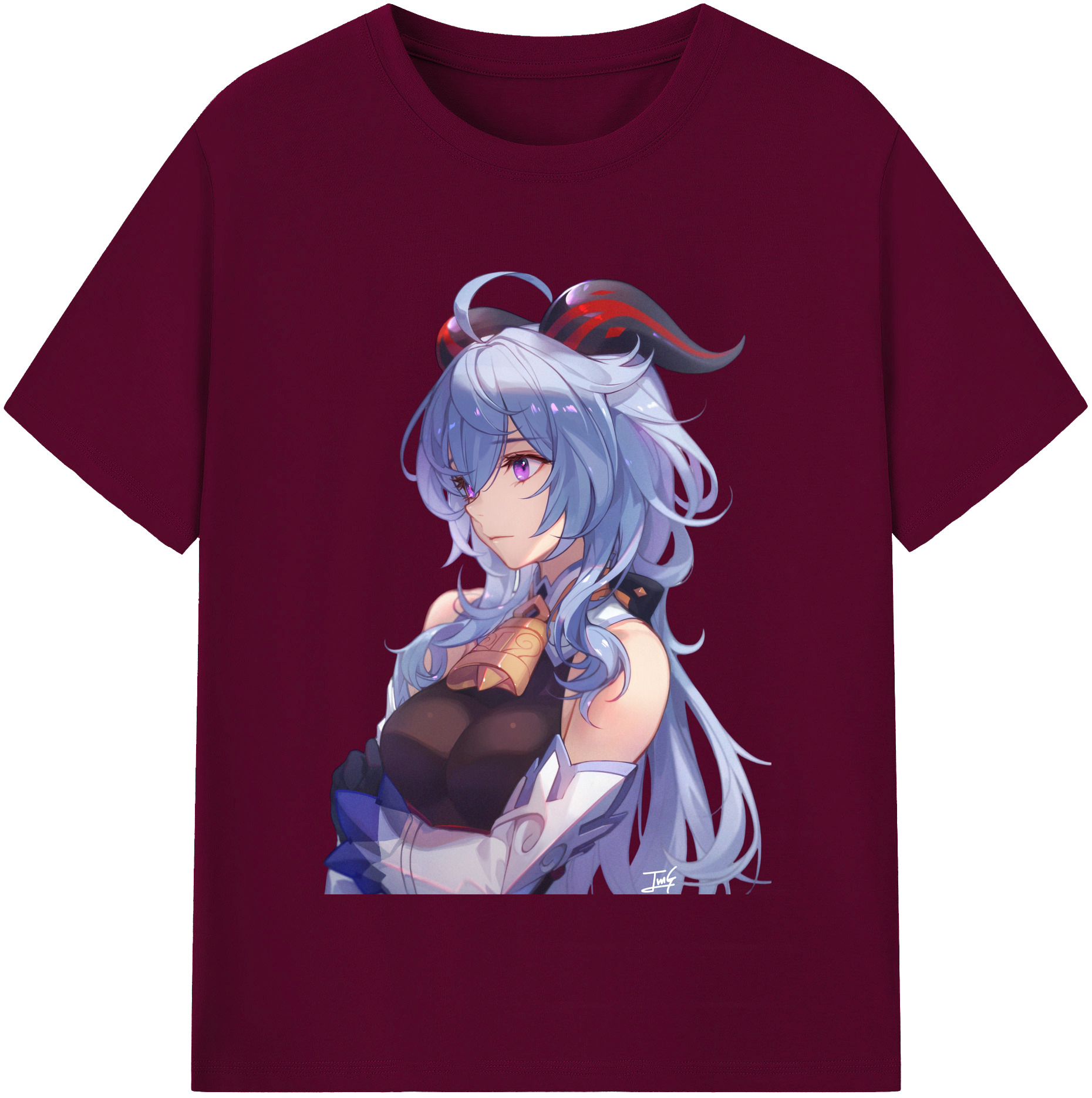 げんし神 甘雨 かんう genshin Ganyu レディースカジュアルプリントTシャツ（綿100％）
